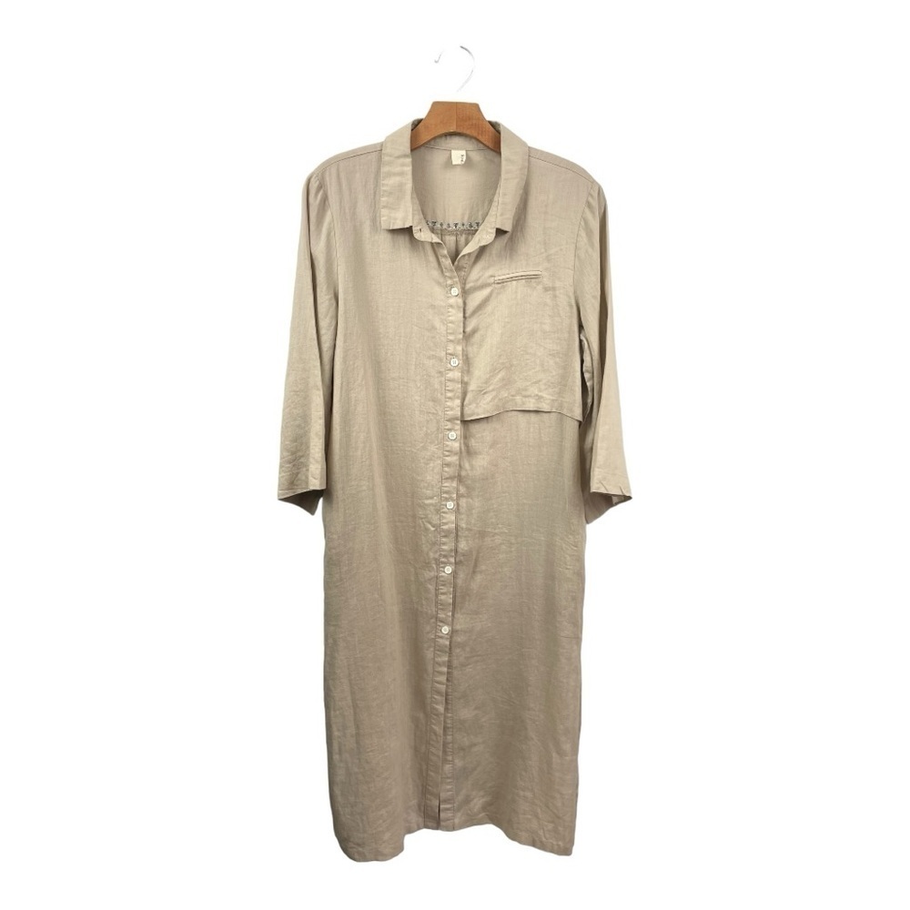 Sakura Hime Japan Natural Linen Long Kaftan Shirt Dress Size M/L - Picture 2 of 8